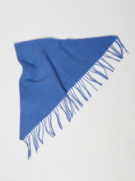Light Blue Max&Co Scarves And Hats Women Fringed Wool Foulard Easy
