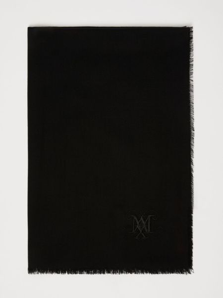 Inviting Scarves And Hats Monogrammed Wool Stole Women Max&Co Black