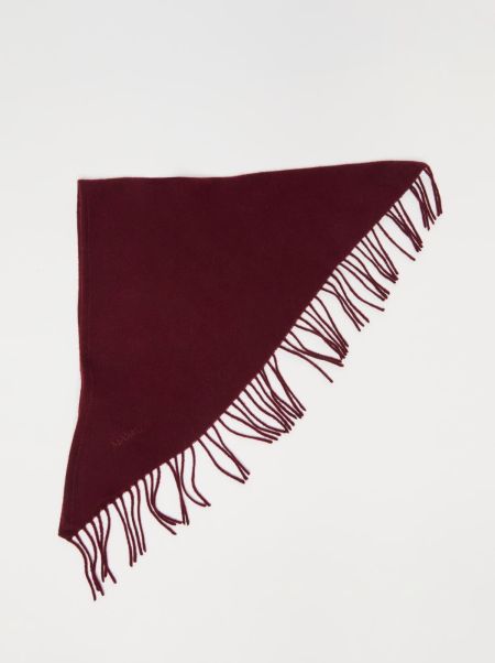 Fringed Wool Foulard Scarves And Hats Exclusive Max&Co Women Bordeaux