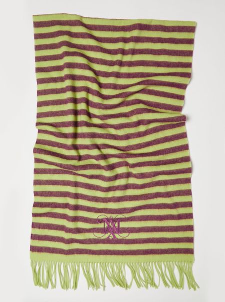 Lime Green Scarves And Hats Striped Wool Stole Max&Co Online Women