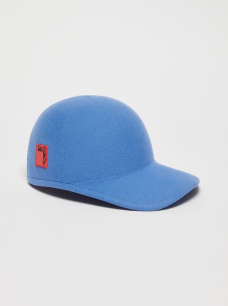 Max&Co Scarves And Hats Wool-Felt Baseball Cap Cornflower Blue Women Cutting-Edge