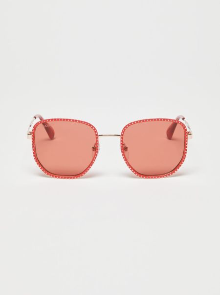 Promo Eyewear Red Studded Metal Glasses Women Max&Co