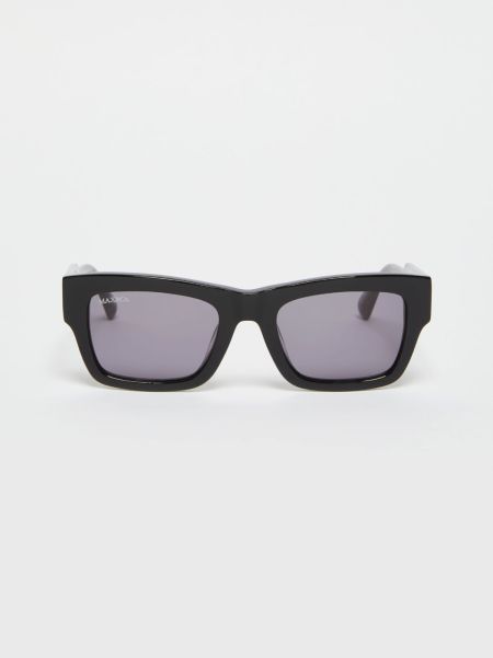 Hot Max&Co Black Rectangular Acetate Glasses Women Eyewear