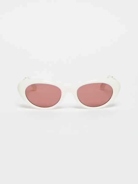 Women Oval Cat-Eye Glasses White Bargain Max&Co Eyewear