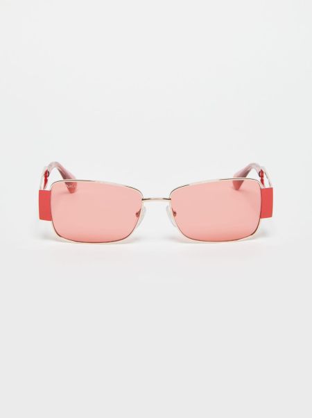 Pink Women Max&Co Creative Eyewear Rectangular Metal Glasses