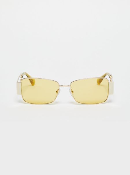 Gold Max&Co Women Eyewear Rectangular Metal Glasses Functional