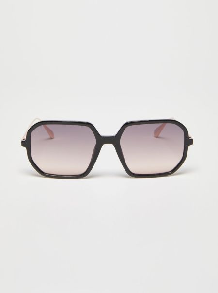 Black Max&Co Women Wide Geometric Glasses Eyewear Inexpensive